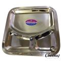 Portion Plate - 3 Portion Restaurant Style Serving Plate - Three Portion Fast Food Serving Plate - Stainless Steel Coated / Polished. 
