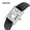Sanda Rectangular Wrist Watches for Women Men Watches Luxury Brand Leather Quartz Clock zegarek damski 1108. 