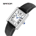 Sanda Rectangular Wrist Watches for Women Men Watches Luxury Brand Leather Quartz Clock zegarek damski 1108. 