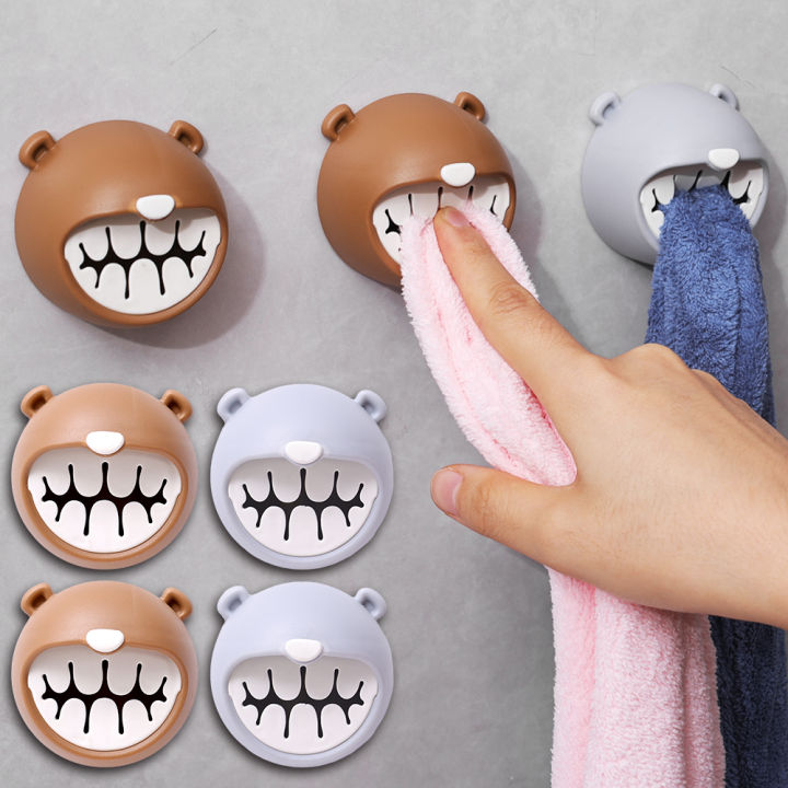 Fun Towel Decoration Hook Push in Towel Rack Towel Organizer Self Adhesive Kitchen Cloth Hook