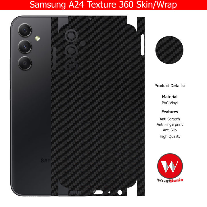 Samsung%20Galaxy%20A24%20Skin/Wrap%20360%20Protection%20Sheet/%20Carbon%20fiber/%20Matte/%20Transparent/%20Lamination%20Back%20And%20Sides%20Included%20Camera%20Skin%20-%20Image%202