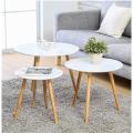 Nesting Tables Set of 3 Coffee Table Round End Side Table Night Stand Table Telephone Sofa Snack Table for Living Room Home and Office,White. 