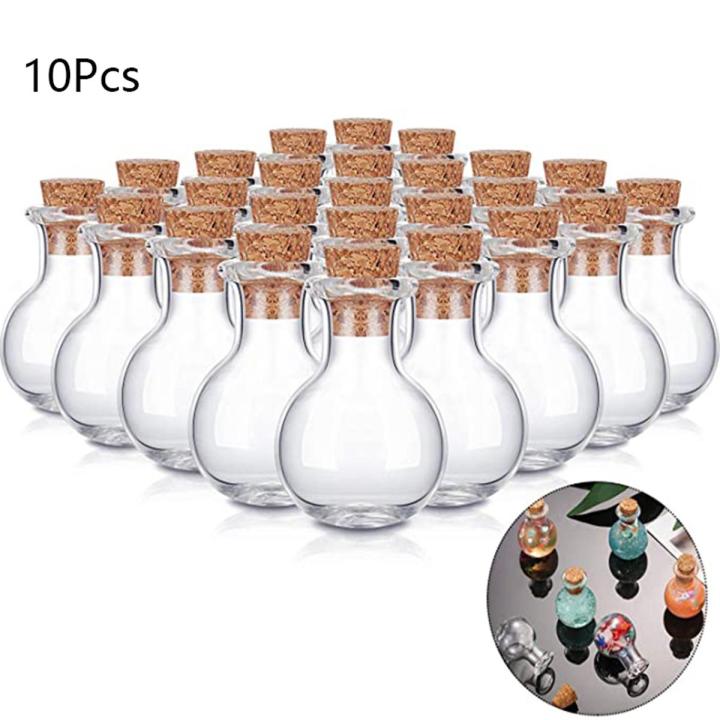 10x Small Glass Bottles Miniature Potion Bottle Mini Cork Glass Vials Wedding Fugar