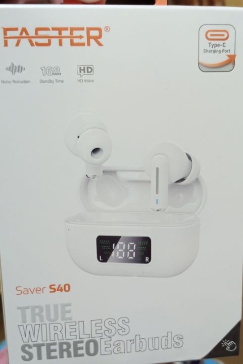 FASTER E22 | FASTER Saver S40 Wireless Earbuds ENC Mic, TWS Gaming Earbuds with Noise Reduction and Bluetooth 5.3 | Luvtech Earbuds | Luvetech Earphones | Luvtech Airpods