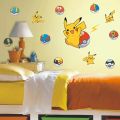 Anime Pokemon Figure Pikachu PVC Wall Stickers Decoration Wallpaper for Kids Room Kindergarten Living Room DIY Birthday Gifts. 