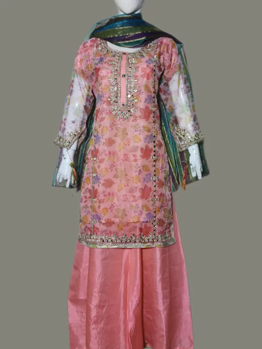 Women's%203Pc%20Digital%20Printed%20Stitched%20Organza%20Mirror%20work%20&%20Silk%20Flapper%20-%20Image%208