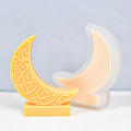 3D Moon Candle Mold Eid Mubarak Non-Stick Silicone Moon Gypsum Mould Resin Crescent Mold for Holiday Decor Event Cultural. 