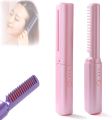 Rechargeable Mini Hair Straightener, Travel Portable USB Charging Cordless Hair Straightener Bursh, Three Temperature Adjustments Flat Iron, With 16 comb teeth, built-in 4000mAh rechargeable batter. 