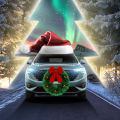 Holiday Car Wreath Christmas Car Wreath with Red Balls Large Bowknot Festive Auto Front Grill Decoration for Suv Truck Indoor/outdoor Xmas Garland Pendant. 