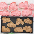8Pcs/set Vehicle Engineering Car 3D Cartoon Cookie Mold Biscuit Cutter Stamps DIY Fondant Plunger Cake Tools Kitchen Baking Pastry Bakeware Baking Tool. 