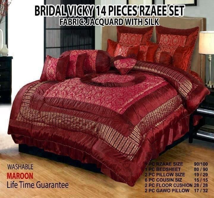 Bridal Vicky 14 piece Razai set velvet fabric 1 bedsheet 1 razai 4 pillow covers