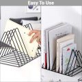 Set of 2 Triangle File Holder Desk Organizer Iron Wire 9 Section Storage book Rack Magazine Holder For Office Home Decoration. 