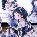 22Pcs Waterproof Lavender Girl Stationery Stickers for Kids Cute Decorations Ins Style Character Stickers for Phone Case iPad. 