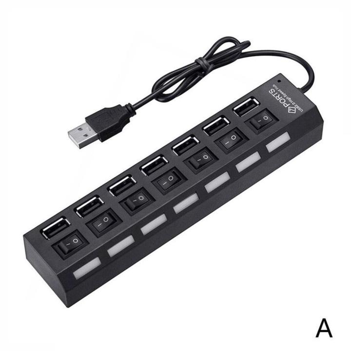 Usb 2.0 Hub Multi Usb Splitter Power Adapter  Mouse Keyboard U Disk Card Reader Printer Expander With Switch For Pc Q7u1（1）
