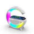 Wireless Charger Atmosphere Lamp, 2024 New Intelligent LED Table Lamp, Bluetooth Speaker, Dimmable Night Light Touch Lamp Alarm Clock with Music Sync, App Control for Bedroom Home Decor Gift (White). 