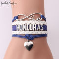 Little MingLou Infinity love Honduras Bracelet heart charm leather wrap men bracelets bangles for women jewelry Tourism gift. 