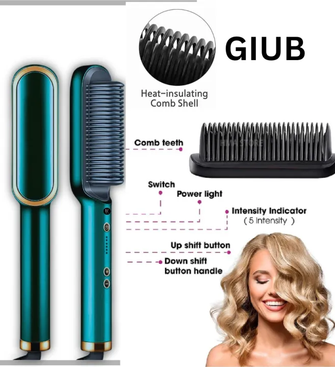 Professional Hair Straightener Brush 2-in-1