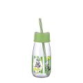 Milk Bottle with Plastic Lid and Straw. 