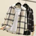 Plaid Shirt Men Long Sleeve Loose Large Size Trendy Casual Korean Shirt. 