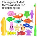 【HOT】 16Pcs/Set Magnetic Fishing Toy Game For Kids 1Pc Rod + 15Pcs 3D Fish Baby Bath Toys Outdoor Fish And Fishing Rod Toys GYH. 