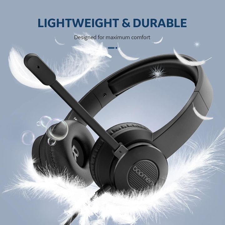 headphone for pc Headset with Microphone - Computer PC Headset with Boom Mic, In-line Volume Control & Mute, On Ear Wired Headphones for Skype, Home, Office, Classroom, Call Centre