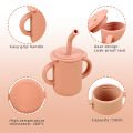 Premium Silicone Baby Feeding Cup with Straw Lid, Leak-Proof & Portable Storage Container, Unisex 100ml -. 