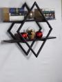 PVC RHOMBUS WALL HANGING SHELF BLACK WITH BROWN. 