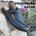 Black Peshawari Chappal Kheri for Men Hand Made - Footwear Pure Leather - Matt Folded Leather Upper. 