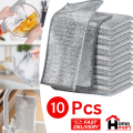 Magic Dishcloth Wire Cleaning Cloths Kitchen Silver Dish Pot Washing Cloth Towels Metal Steel Wire Rags for Kitchen 20x20cm. 