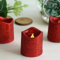 Flameless Glitter Led Candles Battery Operated 2 INCH Candle (RED) Pack of 2. 