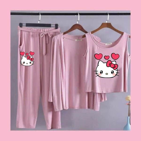 Women's%20Hello%20Kitty%20Printed%20Lounge%20Wear%20Night%20Suit%20-%203%20Piece%20Set%20-%20Image%203