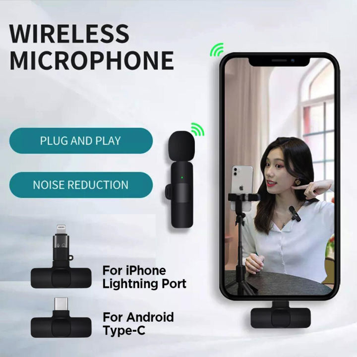 ENRG True Double Wireless Microphone With Noise Cancellation Reduction 20 Meter Long Range Portable Audio Video Recording For Type C Lightning_Port Live Game Shooting_Streaming Vlogging_Youtube For Mobile Phone Camera_iPhone - K8 K9 Q8 K35