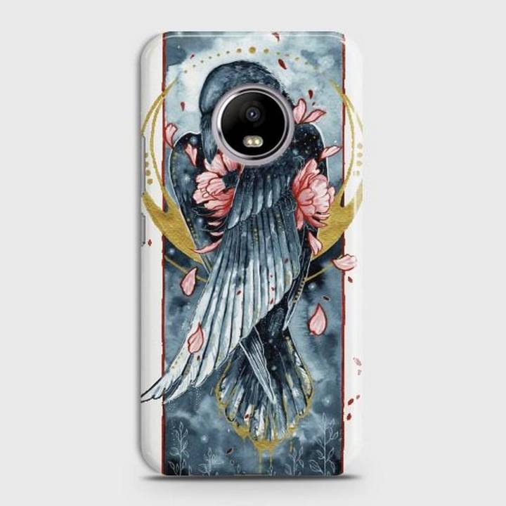 Motorola E4 Cover - SkinLee HQ Hard Case - Golden Raven Cross Stitch Art - SKINLEE-360-1-194-125