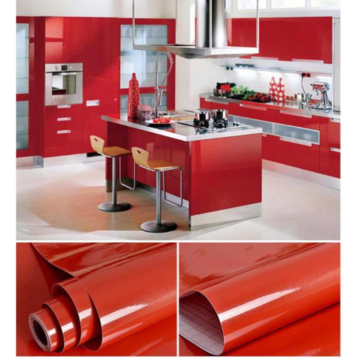 108 inch Wallpaper PVC Sheet For Kitchen Cabinet Door Wall Table Fridge - RED