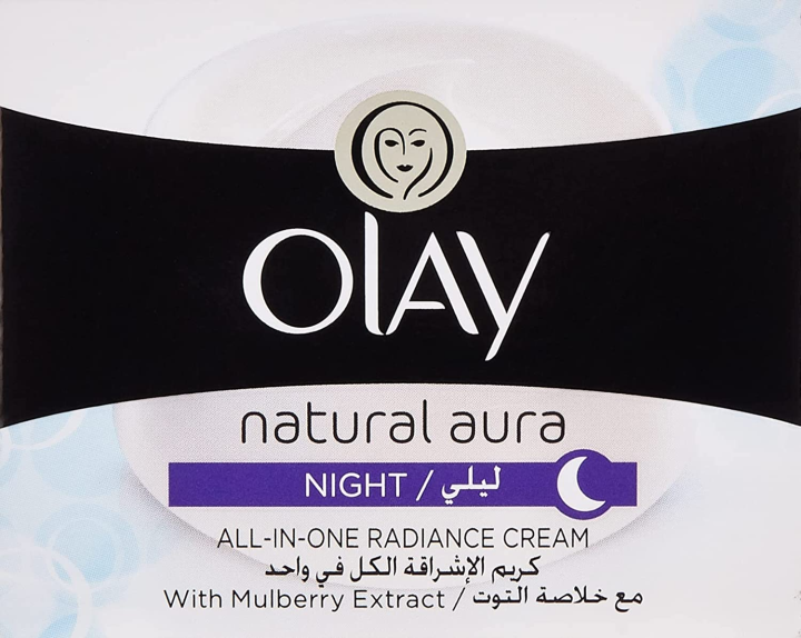 Olay Natural Aura Night All-In-One Radiance Cream with Mulberry Extract | Night Cream | 50g