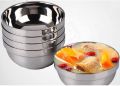 Pack of 6 Double Layer Stainless Steel Bowls Anti-Hot Insulated Bowl Child Soup Bowl Family Crockery  Small Rice Bowls Metal Snack Bowls for Kitchen Stainless Bowls. 