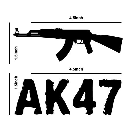 AK 47 sticker for all vehicle door glass, laptop, mobile or etc. (4.5inch x 1.5inch) reflective stickers (6pc PACK)
