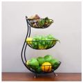 Superior Two and Three-Tier Kitchen Organizer with Fruit Basket, Vegetable Stand, and Fruit and Vegetable Bowl for Storage Fruit Storage: Black Iron Stand with Kitchen Counter Rack. 