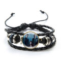 【EmotionaE】The Vampire Diaries Leather Bracelet TV Series Elena Stefan Characters Glass Dome Bracelets Handmade Jewelry Gifts for Men Women. 