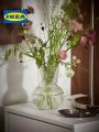 IKEA PADRAG Clear Glass Vase, 17 cm, Modern Tabletop Decoration, Washable. 