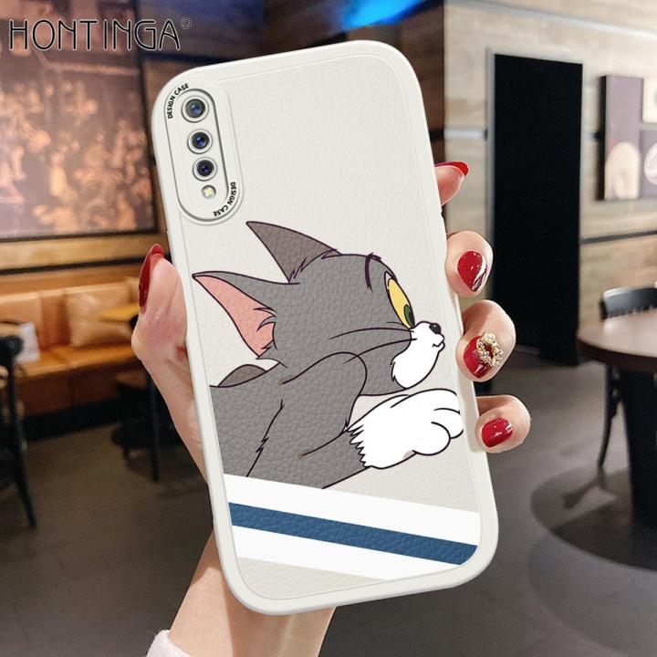 Hontinga for Vivo S1 Back Cover PU Leather Cute Phone Case Soft Silicone Edge Mobile Cover