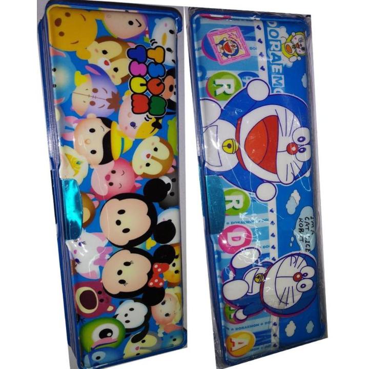 Doraemon & Disney Mix Character Pencil Box Leather Milk Double Side (2-211) (Pack of 2)