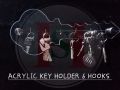 Acrylic Key Shaped Key Ring Holder 6 Holes. 