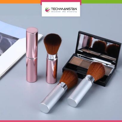 Techmanistan Retractable Makeup Brush for Blush With Cover, Blush-on Brushes, Travel Makeup Brushes with Cover Cosmetic Brush Powder Brush