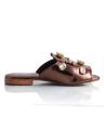 Bronze Faux Leather Slippers For Women. 