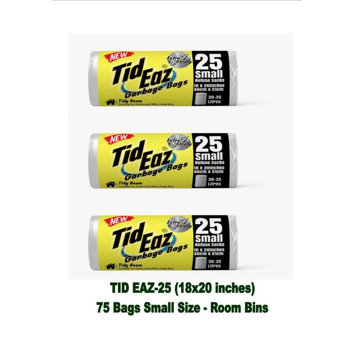 Tid Eaz-25 Small Garbage Bags Saver Pack (18x20 inches) 75 Room Bin bags