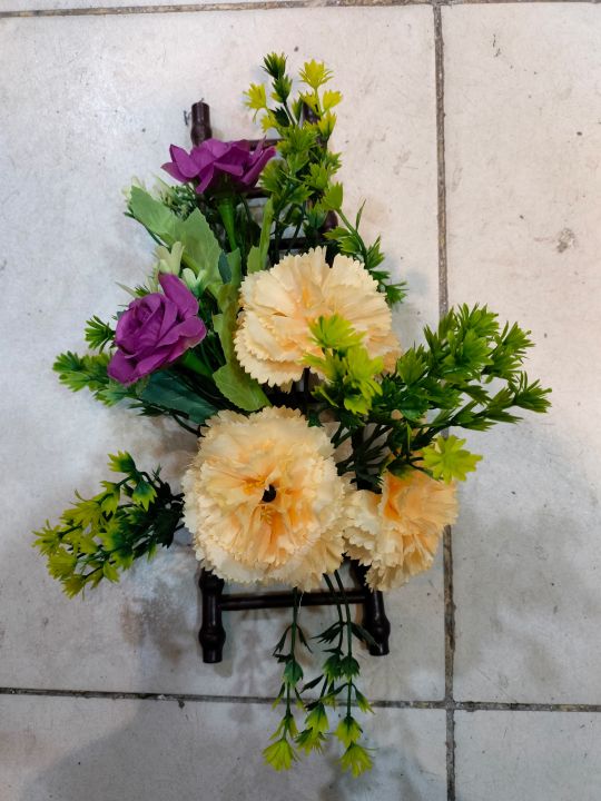 PVC wall decor with artificial flowers Artificial flower wall hanging with PVC base