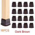 16 Pcs Brown Silicone Chair Leg Floor Protectors, Square Chair Leg Caps with Wrapped Felt. 