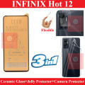 Infinix Hot 12 Matte Glass + Back Clear Jelly Skin - 2-in-1 Combo Deal. 