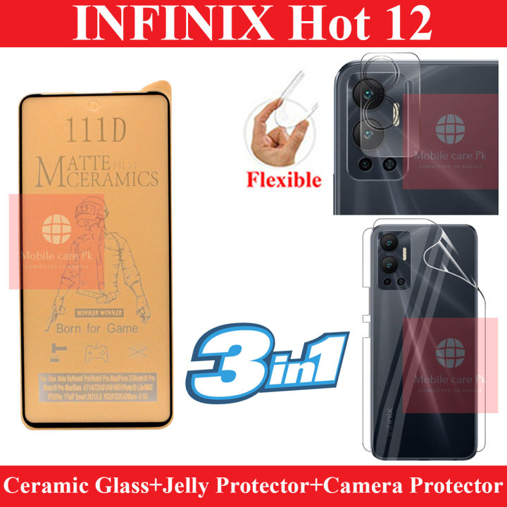 Infinix Hot 12 Matte Glass + Back Clear Jelly Skin - 2-in-1 Combo Deal
